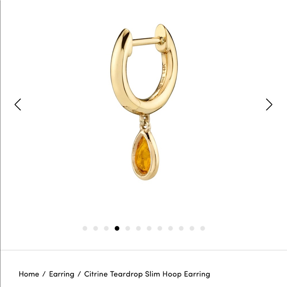 The Last Line Citrine Teardrop Slim Hoop Earrings
